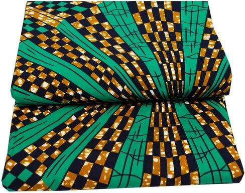 African Fabric 100% Cotton Kente Cloth by The Yard 6 Yards African American Ankara Print Wax Fabric 1496 in Kuwait
