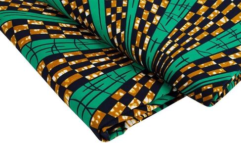 African Fabric 100% Cotton Kente Cloth by The Yard 6 Yards African American Ankara Print Wax Fabric 1496 in Kuwait