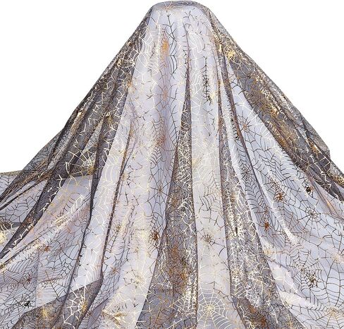 PH Pandahall Purple Spider Web Pattern Tulle Fabric 3.5 ياردة واسعة النسيج على الوجهين من النسيج الفضي شبكة الفضة أقمشة الديكور الهالوين للملابس التبعية ديكور هالوين ، 2.2 ياردة in Saudi Arabia