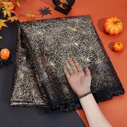 PH Pandahall Purple Spider Web Pattern Tulle Fabric 3.5 ياردة واسعة النسيج على الوجهين من النسيج الفضي شبكة الفضة أقمشة الديكور الهالوين للملابس التبعية ديكور هالوين ، 2.2 ياردة in Saudi Arabia