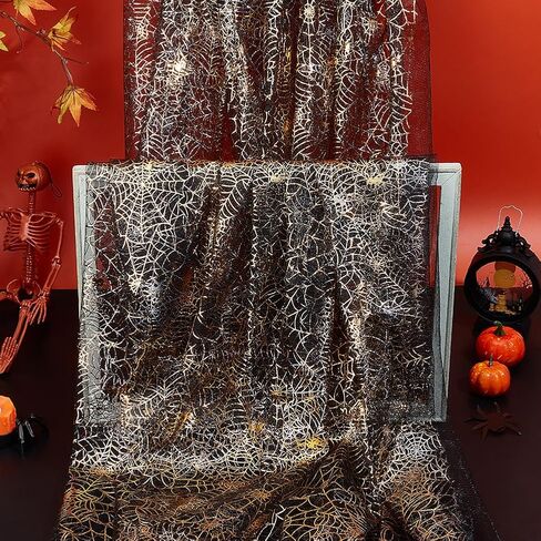 PH Pandahall Purple Spider Web Pattern Tulle Fabric 3.5 ياردة واسعة النسيج على الوجهين من النسيج الفضي شبكة الفضة أقمشة الديكور الهالوين للملابس التبعية ديكور هالوين ، 2.2 ياردة in Saudi Arabia