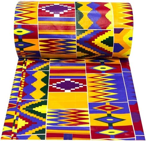 African Fabric 100% Cotton Kente Cloth by The Yard 6 Yards African American Ankara Print Wax Fabric 1496 in Kuwait
