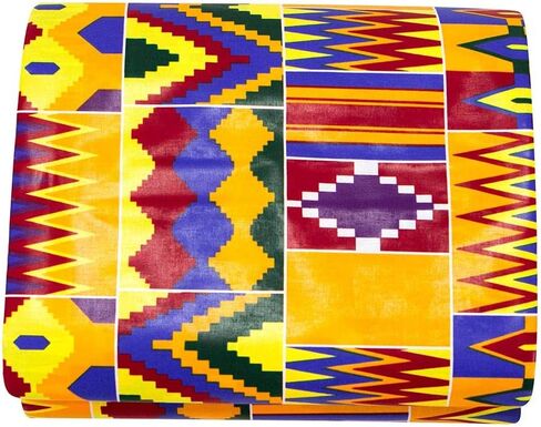 African Fabric 100% Cotton Kente Cloth by The Yard 6 Yards African American Ankara Print Wax Fabric 1496 in Kuwait