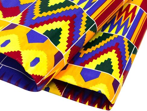 African Fabric 100% Cotton Kente Cloth by The Yard 6 Yards African American Ankara Print Wax Fabric 1496 in Kuwait