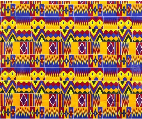 African Fabric 100% Cotton Kente Cloth by The Yard 6 Yards African American Ankara Print Wax Fabric 1496 in Kuwait