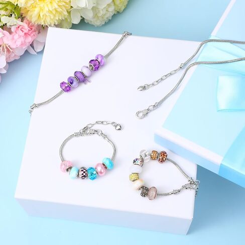 40 Pcs Snake Chain Charm Bracelet Adjustable Snake Charm Bracelet with Heart Lobster Clasp Extender Chain for Women Jewelry Making DIY Gifts Supplies in Saudi Arabia