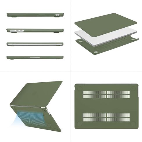 MOSISO Webcam Cover Slide 2 Pack&Compatible with MacBook Air 13 inch Case 2024-2022 M3 A3113 M2 A2681,Hard Shell&Keyboard Cover&Screen Film&Type C Adapter for MacBook Air 13.6 inch Case, Army Green in Saudi Arabia