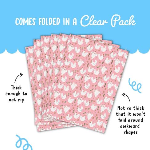 CENTRAL 23 Chicken Wrapping Paper - 6 Sheets Of Pink Gift Wrap For Women - Chickens Drinking Wine - Farm Animal - Funny Wrapping Paper Birthday Bridal Shower - Recyclable in Saudi Arabia