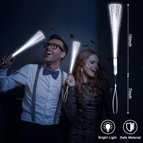 48 PCS White Glow Fiber Wands Sticks LED Light Wands 3 Modes Flashing Fiber Optic Light Rod Bulk Fiber Optic Wands for Wedding July 4th Halloween Christmas in Saudi Arabia