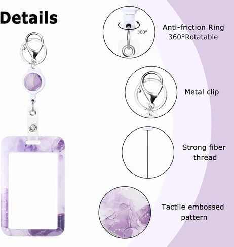 Sliding ID Card Badge Holder with Retractable Badge Reel Carabiner Clip Fashionable Vertical Card Protector for Women Men Teacher Student Nurse,Purple in Saudi Arabia