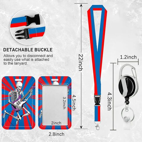 Badge Holder with Lanyard,Colorful Floral Mexican ID Name Badge Card Holder with Lanyard,Badge Reel Heavy Duty with Carabiner Clip,Nurse Teacher Office Gifts in Kuwait