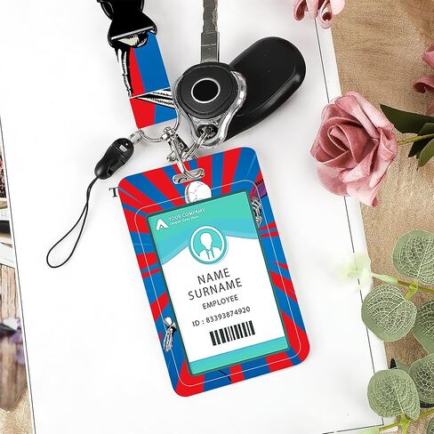 Badge Holder with Lanyard,Colorful Floral Mexican ID Name Badge Card Holder with Lanyard,Badge Reel Heavy Duty with Carabiner Clip,Nurse Teacher Office Gifts in Kuwait