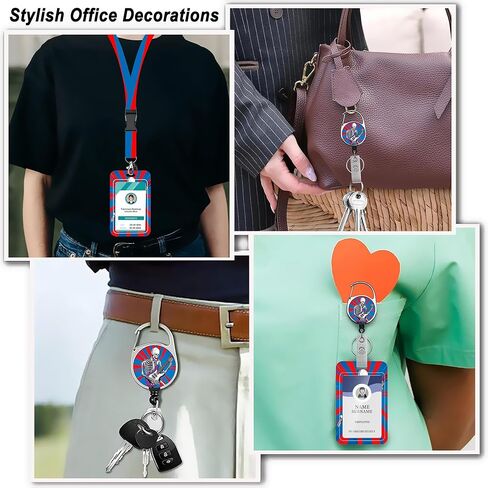 Badge Holder with Lanyard,Colorful Floral Mexican ID Name Badge Card Holder with Lanyard,Badge Reel Heavy Duty with Carabiner Clip,Nurse Teacher Office Gifts in Kuwait