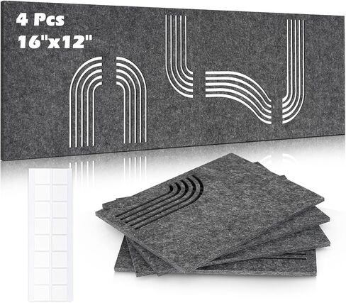 DOLLAR BOSS Acoustic Wall Panels 8 Pack 12" x 12" Wall Art Sound Proof Panels 3D Carving Decorative Sound Absorbing Panels for Walls for Recording Studio Office Home, Latte & Beige in Kuwait