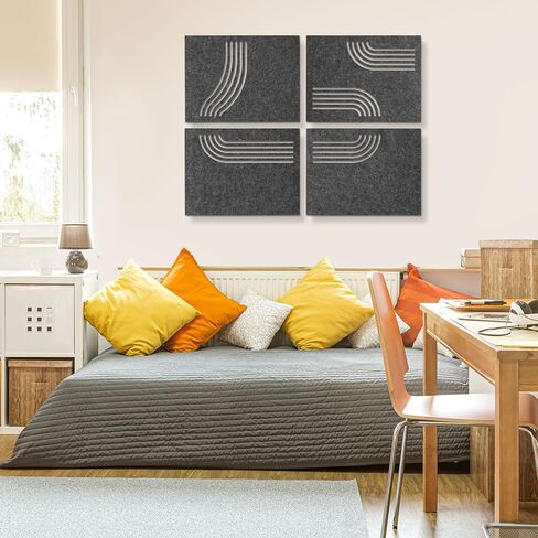 DOLLAR BOSS Acoustic Wall Panels 8 Pack 12" x 12" Wall Art Sound Proof Panels 3D Carving Decorative Sound Absorbing Panels for Walls for Recording Studio Office Home, Latte & Beige in Kuwait