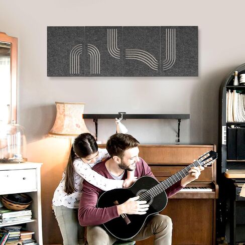 DOLLAR BOSS Acoustic Wall Panels 8 Pack 12" x 12" Wall Art Sound Proof Panels 3D Carving Decorative Sound Absorbing Panels for Walls for Recording Studio Office Home, Latte & Beige in Kuwait