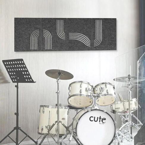 DOLLAR BOSS Acoustic Wall Panels 8 Pack 12" x 12" Wall Art Sound Proof Panels 3D Carving Decorative Sound Absorbing Panels for Walls for Recording Studio Office Home, Latte & Beige in Kuwait