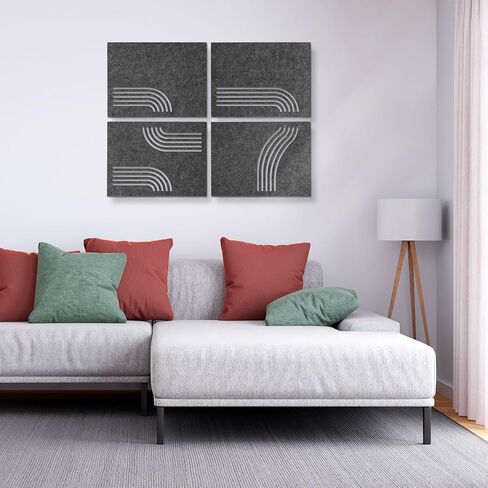 DOLLAR BOSS Acoustic Wall Panels 8 Pack 12" x 12" Wall Art Sound Proof Panels 3D Carving Decorative Sound Absorbing Panels for Walls for Recording Studio Office Home, Latte & Beige in Kuwait