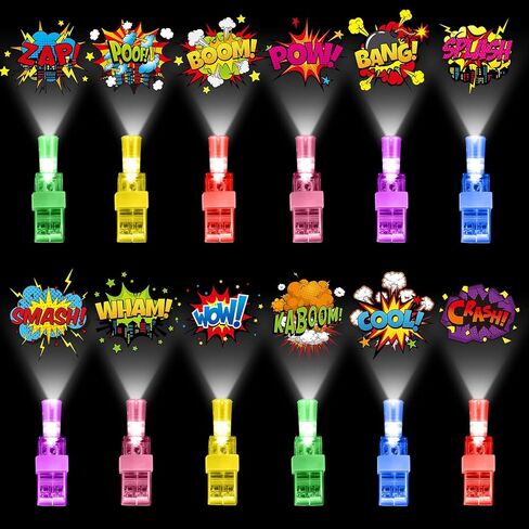 Capoda 36 PCS Hero تحت عنوان الحفلات ، LED LED Up Finger Lights Heros Pattern Glow في مصابيح الإصبع المظلمة إسقاط الجزء الأكبر لمستلزمات حفلات عيد الميلاد جوائز حقيبة هدايا جيدة in Saudi Arabia
