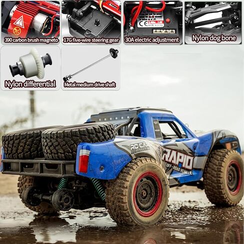 سيارات RC كبيرة بمقياس 1:16 بسرعة 50 كم/ساعة عالية السرعة ألعاب سيارات RC للأولاد سيارة تحكم عن بعد 2.4G 4WD شاحنة الوحش للطرق الوعرة (أحمر) in Kuwait