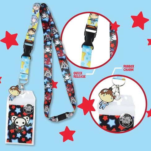 Neon Genesis Evangelion Lanyard 4th Angel ID Badge Holder w/Shinji Rubber Pendant and Collectible Sticker in Saudi Arabia