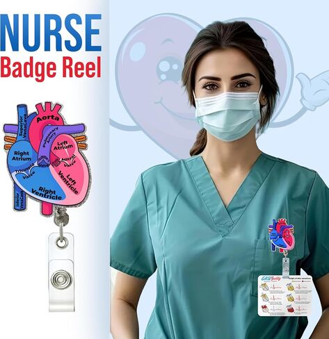 EKG Buddy's 5 Card Interpretation Badge Kit- Doubled Sided Nurse ECG Cards and Heart Phlebotomy Badge Reel for Rhythm Cheat Sheet, ACLS Medical Cardiac Reference and Nursing Student Gift Accessories in Saudi Arabia