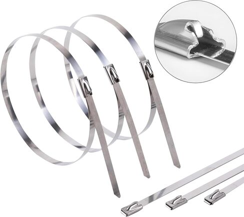 Kingrol 200 قطعة 11.8 بوصة من الفولاذ المقاوم للصدأ ذاتي القفل بسحاب، ربطات أسلاك معدنية متعددة الأغراض للمنزل والمكتب والحديقة ورشة عمل المرآب in Kuwait