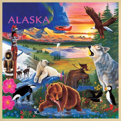 روائع 48 قطعة حقائق ممتعة أحجية Jigsaw للأطفال - Jr Ranger Alaska Wildlife Wood Puzzle - 12 "x12" in Saudi Arabia