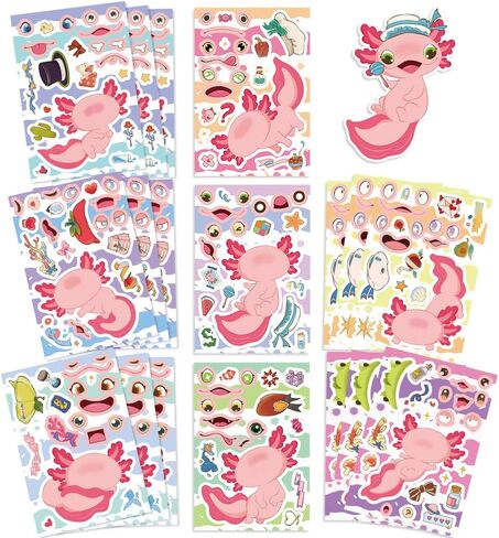 24 ورقة ملصقات التنين تصنع ملصق التنين الخاص بك للأطفال ، والرسوم المتحركة Make-face Sticker Girls Boys Dragons Decorts Birthday Party Decorts ، Diy Dragons Craft Birthday Party (Long) in Kuwait