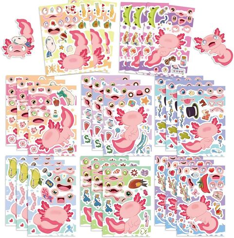 24 ورقة ملصقات التنين تصنع ملصق التنين الخاص بك للأطفال ، والرسوم المتحركة Make-face Sticker Girls Boys Dragons Decorts Birthday Party Decorts ، Diy Dragons Craft Birthday Party (Long) in Kuwait