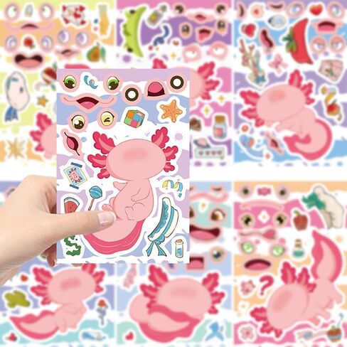 24 ورقة ملصقات التنين تصنع ملصق التنين الخاص بك للأطفال ، والرسوم المتحركة Make-face Sticker Girls Boys Dragons Decorts Birthday Party Decorts ، Diy Dragons Craft Birthday Party (Long) in Kuwait