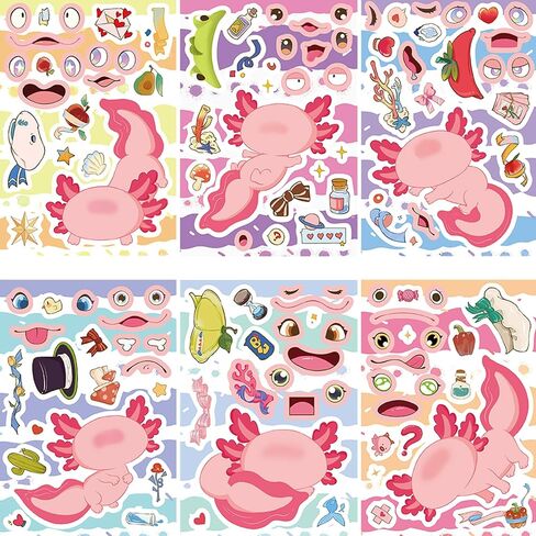24 ورقة ملصقات التنين تصنع ملصق التنين الخاص بك للأطفال ، والرسوم المتحركة Make-face Sticker Girls Boys Dragons Decorts Birthday Party Decorts ، Diy Dragons Craft Birthday Party (Long) in Kuwait