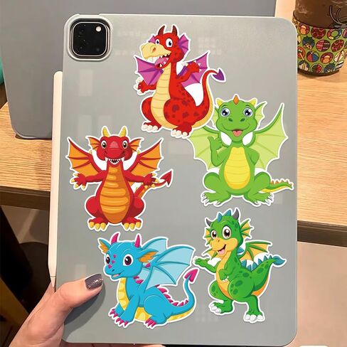 24 ورقة ملصقات التنين تصنع ملصق التنين الخاص بك للأطفال ، والرسوم المتحركة Make-face Sticker Girls Boys Dragons Decorts Birthday Party Decorts ، Diy Dragons Craft Birthday Party (Long) in Kuwait