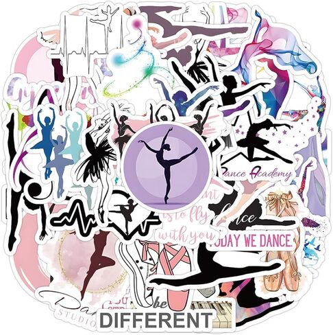 SHOWSUP 50PCS Multicolor Dance Stickers - Perfect Dancer Gifts for Kids & Teens, Waterproof Vinyl Stickers for Water Bottles, Laptops & More in Kuwait