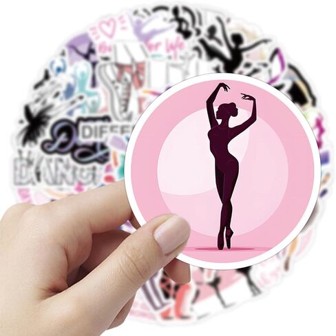 SHOWSUP 50PCS Multicolor Dance Stickers - Perfect Dancer Gifts for Kids & Teens, Waterproof Vinyl Stickers for Water Bottles, Laptops & More in Kuwait