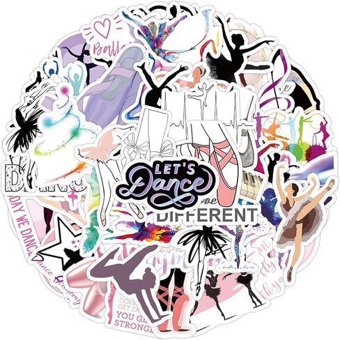 SHOWSUP 50PCS Multicolor Dance Stickers - Perfect Dancer Gifts for Kids & Teens, Waterproof Vinyl Stickers for Water Bottles, Laptops & More in Kuwait