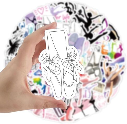 SHOWSUP 50PCS Multicolor Dance Stickers - Perfect Dancer Gifts for Kids & Teens, Waterproof Vinyl Stickers for Water Bottles, Laptops & More in Kuwait