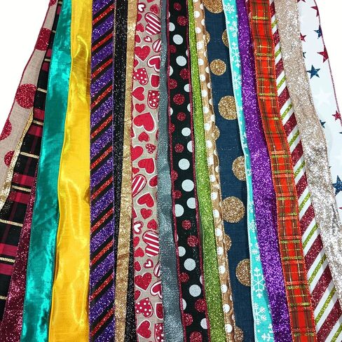 20 ياردة متنوعة النسيج الشريط السلكي حافة الحافة 1.5 "و 2.5" حزمة مجموعة متنوعة (20 شرائط متنوعة ، مسبقا إلى 1 ياردة لكل منهما-أنماط وقوام قد تختلف) (مطبوعات ممتعة) in Saudi Arabia