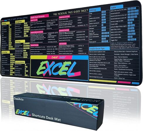 Excel Cheat Sheet Desk Desk ، وسادة فأر Excel كبيرة للمكتب مقاومة للمكاتب المكتبية مع حافة مخيط وقاعدة مضادة للانزلاق (ملونة) in Saudi Arabia
