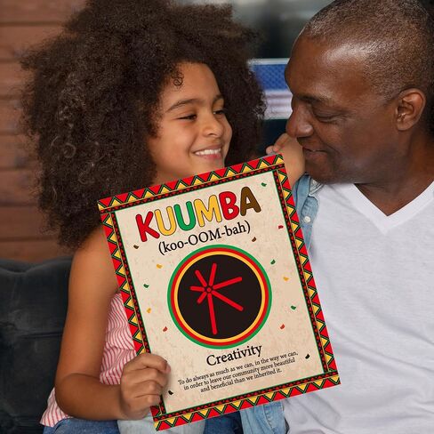 ملصق Watinc Kwanzaa مع سبعة مبادئ - 8pcs زخارف الفصول الدراسية الأمريكية الإفريقية ، مواد التعلم في دراسة Happy Kwanzaa Bulletin Decor in Saudi Arabia