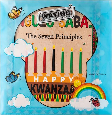 ملصق Watinc Kwanzaa مع سبعة مبادئ - 8pcs زخارف الفصول الدراسية الأمريكية الإفريقية ، مواد التعلم في دراسة Happy Kwanzaa Bulletin Decor in Saudi Arabia