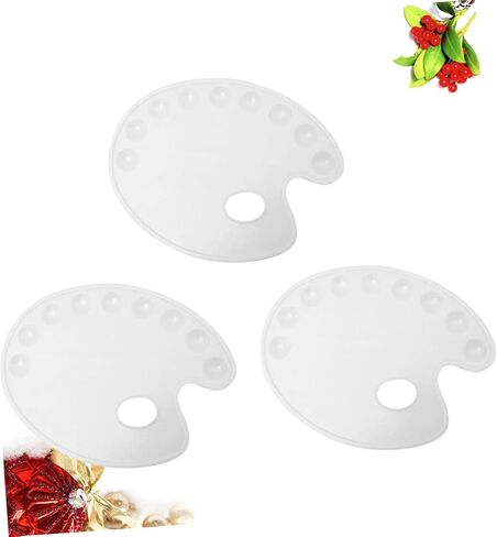 3PCS Art Paint Mixing Tray Portable Oval Palette Lightweight Paint Plate for Students Hobbyists and Artists for Watercolor in Saudi Arabia