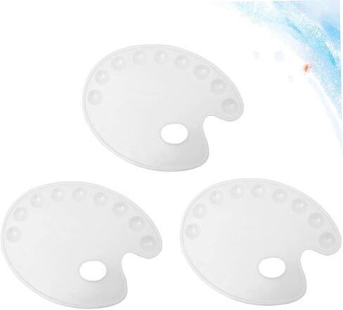 3PCS Art Paint Mixing Tray Portable Oval Palette Lightweight Paint Plate for Students Hobbyists and Artists for Watercolor in Saudi Arabia