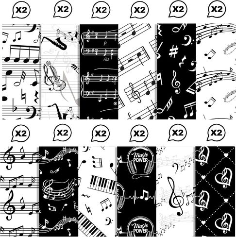 24 Sheets Music Notes Scrapbook Paper 12'' x 12''Pianos, Guitars, Saxophones Iconic Musical Symbols Pattern Paper Double-Sided Musical Theme Cardstock Pack for DIY Background Card Making Origami in Saudi Arabia