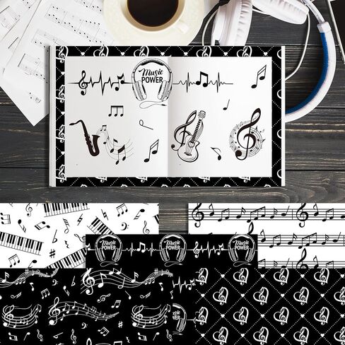 24 Sheets Music Notes Scrapbook Paper 12'' x 12''Pianos, Guitars, Saxophones Iconic Musical Symbols Pattern Paper Double-Sided Musical Theme Cardstock Pack for DIY Background Card Making Origami in Saudi Arabia