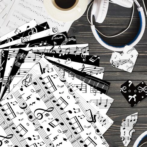 24 Sheets Music Notes Scrapbook Paper 12'' x 12''Pianos, Guitars, Saxophones Iconic Musical Symbols Pattern Paper Double-Sided Musical Theme Cardstock Pack for DIY Background Card Making Origami in Saudi Arabia