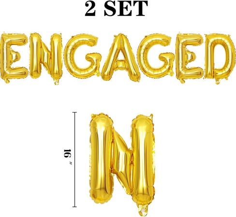2 Set 14Pcs Gold Engaged Letter Balloons 16in Balloon Foil Letter Decorations Party Decor Gold Letter Balloons Engaged Party Supplies in Kuwait