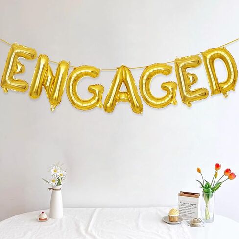 2 Set 14Pcs Gold Engaged Letter Balloons 16in Balloon Foil Letter Decorations Party Decor Gold Letter Balloons Engaged Party Supplies in Kuwait