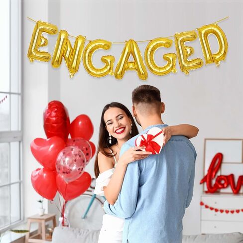 2 Set 14Pcs Gold Engaged Letter Balloons 16in Balloon Foil Letter Decorations Party Decor Gold Letter Balloons Engaged Party Supplies in Kuwait