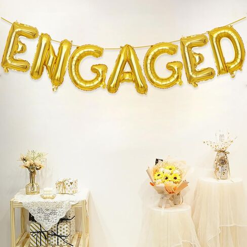 2 Set 14Pcs Gold Engaged Letter Balloons 16in Balloon Foil Letter Decorations Party Decor Gold Letter Balloons Engaged Party Supplies in Kuwait